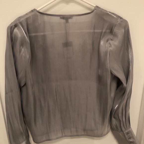 Silver v-neck blouse- size xs - Picture 3 of 4